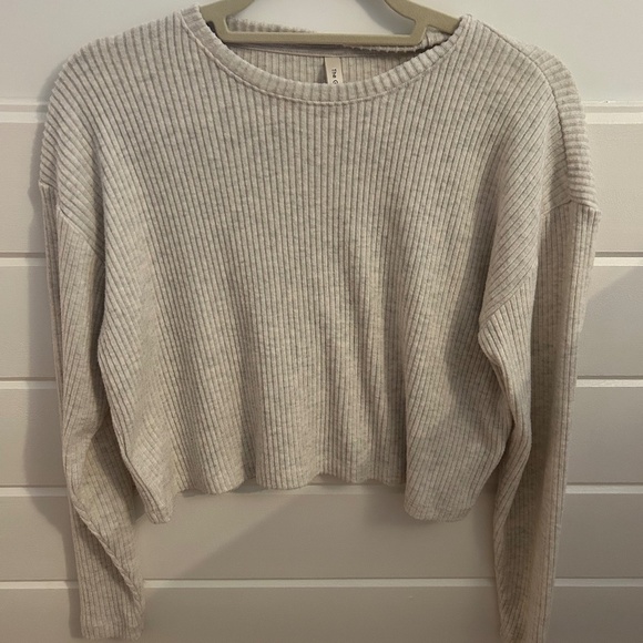 The Group Babaton Oatmeal colour ribbed long sleeve - Picture 1 of 3